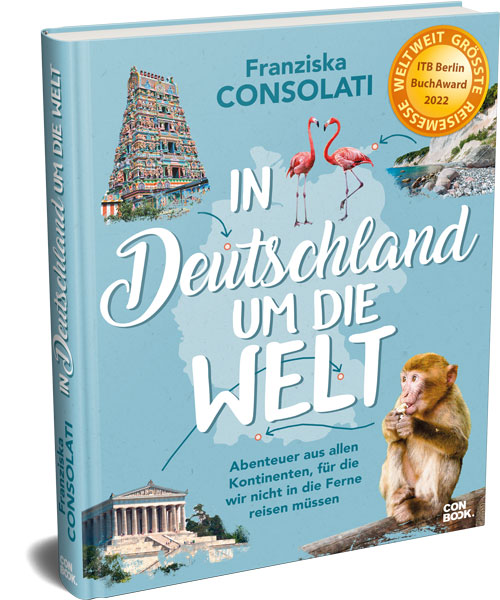 3D Cover von In Deutschland um die Welt mit Award Button